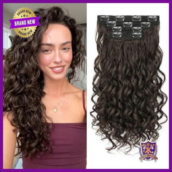 16 Inch Clip In Curly Hair Extensions 4PCS Lace Weft Natural Look